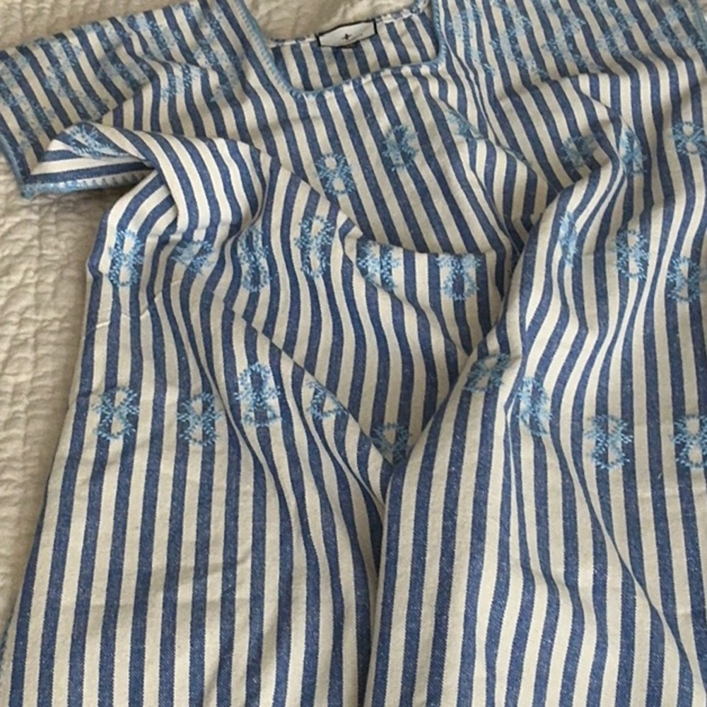 Blue and White Striped swim cover up.